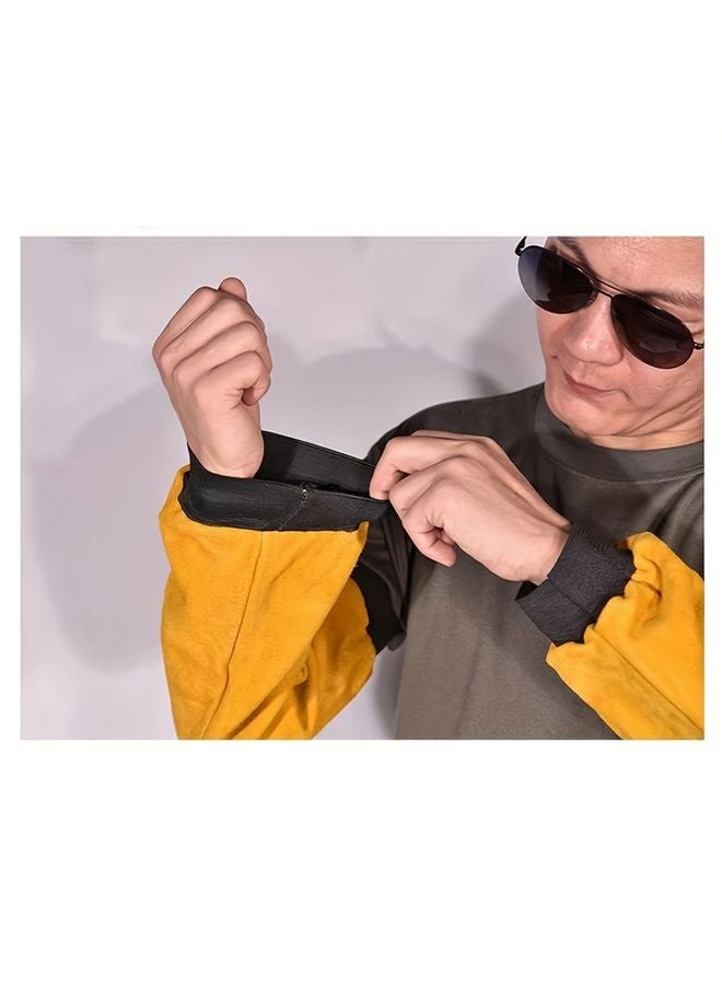 2pcs Adjustable Welding Arm Sleeves Heavy Duty Faux Leather Protective Gear Yellow - Image 4