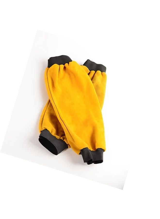 2pcs Adjustable Welding Arm Sleeves Heavy Duty Faux Leather Protective Gear Yellow - Image 1
