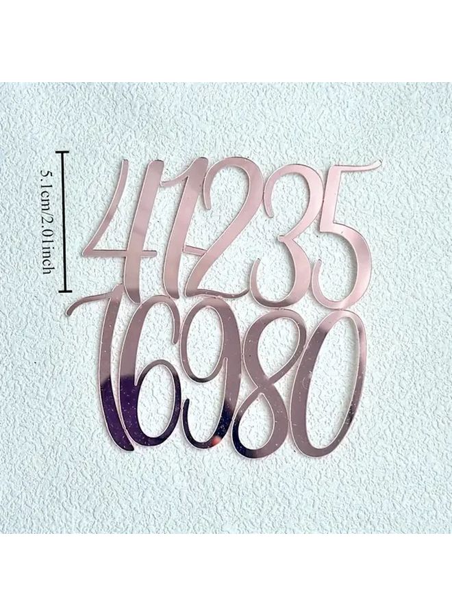 زهور الوردي الأحمر زينة كعكة الأكريليك أرقام من 0 إلى 9 لحفلات أعياد الميلاد الهالوين الكريسماس - Image 2
