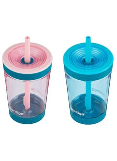 Contigo Kids Spillproof 14Oz Tumbler With Straw And Bpafree Plastic Fits Most Cup Holders And Dishwasher Safe 2Pack Strawberry Cream & Blue Raspberry  - Image 3