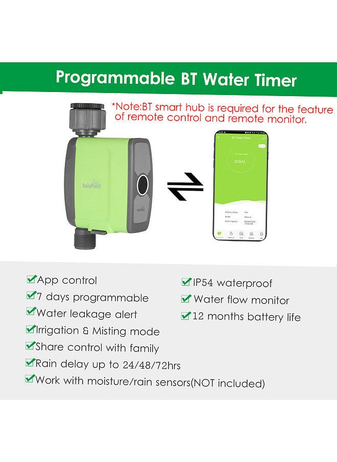Generic - Programmable BT Water Timer Hose Faucet Timer Outdoor Battery Operated Water Flow Meter Automatic Watering Sprinkler System Irrigation Controller - Image 1