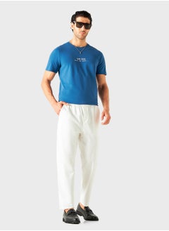 Iconic Iconic Slogan Print Crew Neck T-shirt with Short S  - Image 4