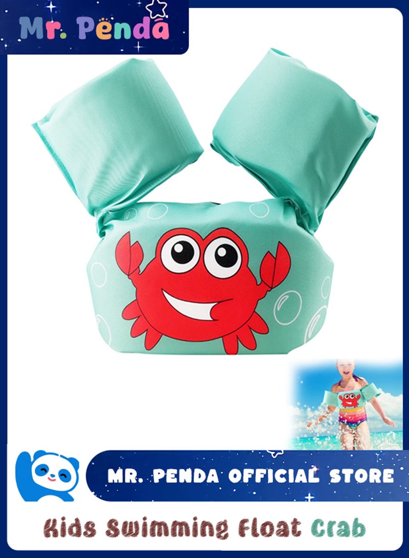 Mr. Penda Baby Pool Float Fit 30-55 Lbs, Kids Swimming Float with Arm Water Wings, Fun Ride-On Raft Pool Baby Beach Supplies for 2-6 Years Old Boy Girl (Green Crab) - Image 1