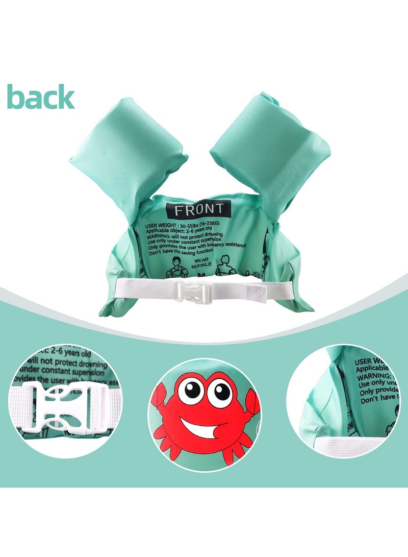 Mr. Penda Baby Pool Float Fit 30-55 Lbs, Kids Swimming Float with Arm Water Wings, Fun Ride-On Raft Pool Baby Beach Supplies for 2-6 Years Old Boy Girl (Green Crab) - Image 3