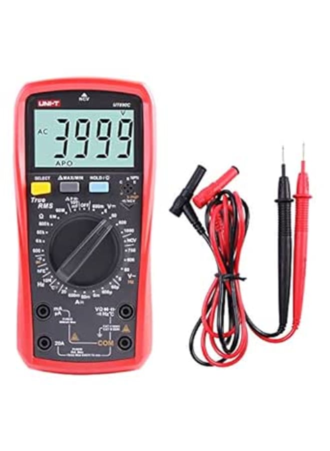 UNI-T Multimeter, UT890C Digital Multimeter True RMS 6000 Counts Ammeter Voltmeter AC/DC Voltage Resistance Current Capacity Frequency Tester Measuring Temperature Meter with LCD Probe
