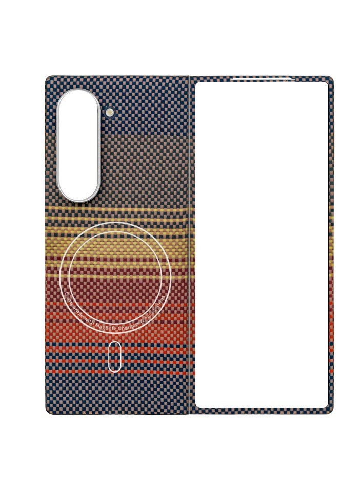 Case for Samsung Galaxy Z Fold 6 with MagSafe, Slim & Light Minimalist Style Protective Cover, 1500D Aramid Fiber Made, Carbon Fiber Texture, Sunset - Image 1