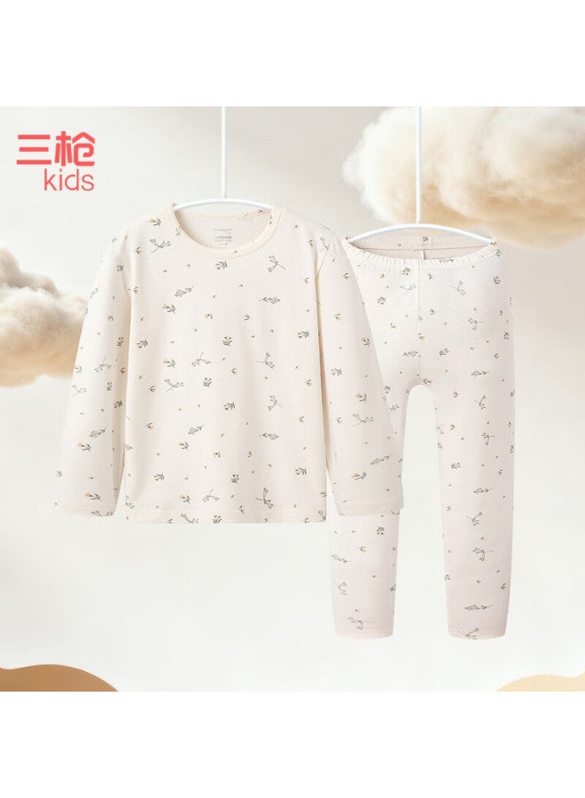 Threegun Kids A-class Soft Stretch Cotton Crew Neck Printed Boys Girls Underwear Set Elegant Floral 110 - Image 1