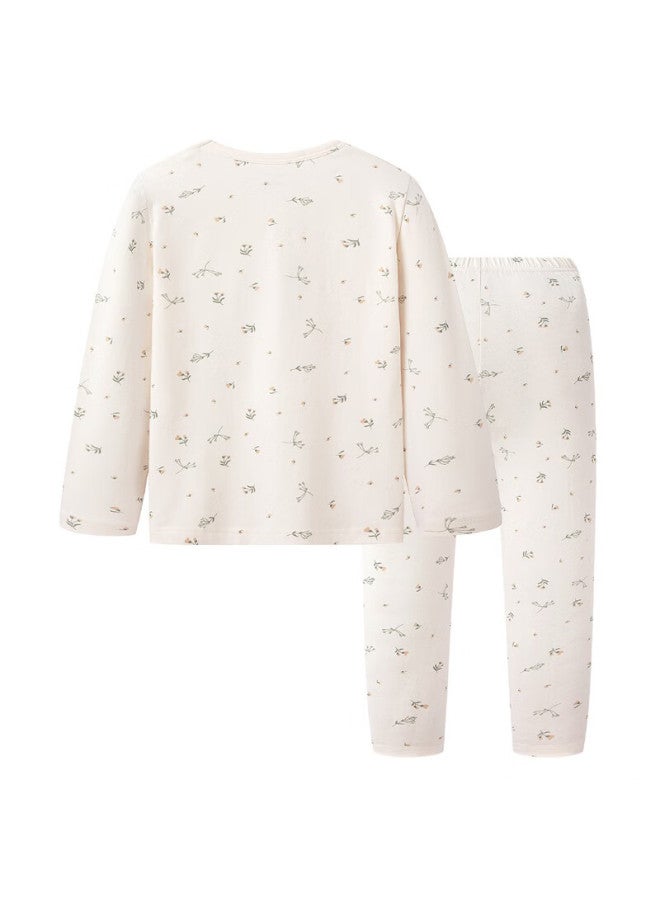 Threegun Kids A-class Soft Stretch Cotton Crew Neck Printed Boys Girls Underwear Set Elegant Floral 110 - Image 2