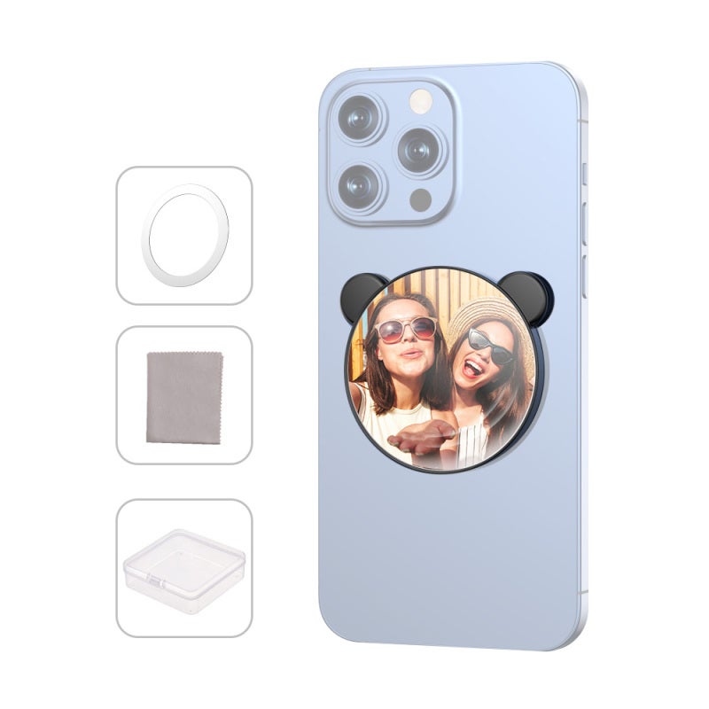 Selfie Mirror for Phone: 2.2-Inch Black Magnetic Mirror - Strong Secure Attachment Broad Phone Compatibility for Improved Selfie & Vlog Shots for iPhone 15/14/13/12 Series & Other Phone Models - Image 1