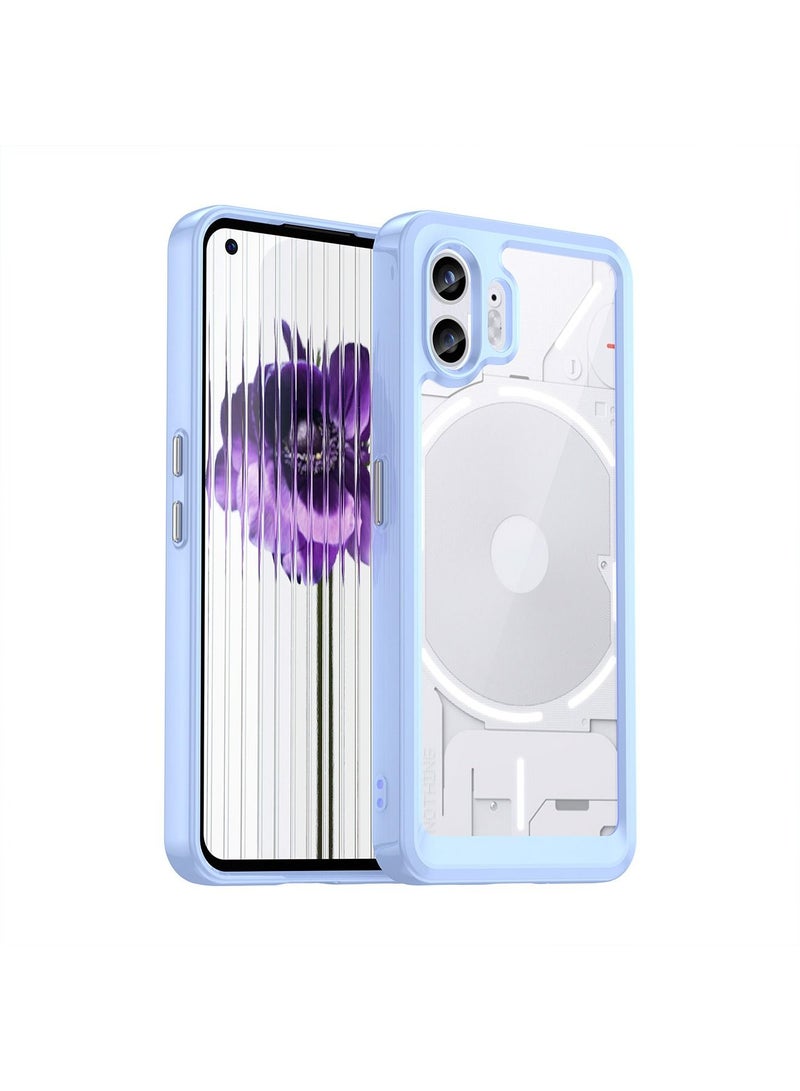 Nothing phone 2 Case Slim Drop Proof Phone Cover Protect from Drop Scratch Fingerprint Clear Acrylic Back TPU Bumper Thin Protective Protection Blue/Clear - Image 1