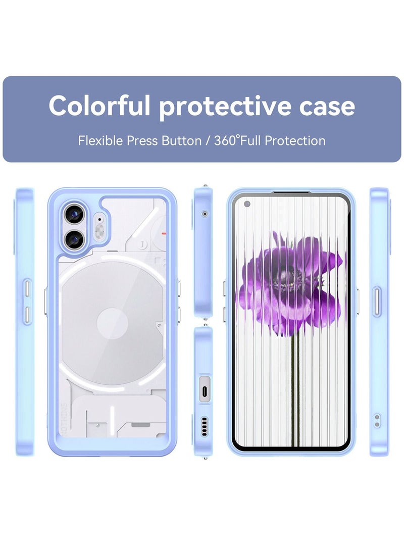 Nothing phone 2 Case Slim Drop Proof Phone Cover Protect from Drop Scratch Fingerprint Clear Acrylic Back TPU Bumper Thin Protective Protection Blue/Clear - Image 2