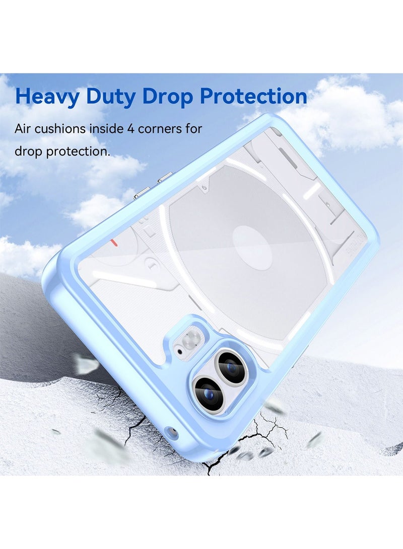 Nothing phone 2 Case Slim Drop Proof Phone Cover Protect from Drop Scratch Fingerprint Clear Acrylic Back TPU Bumper Thin Protective Protection Blue/Clear - Image 3