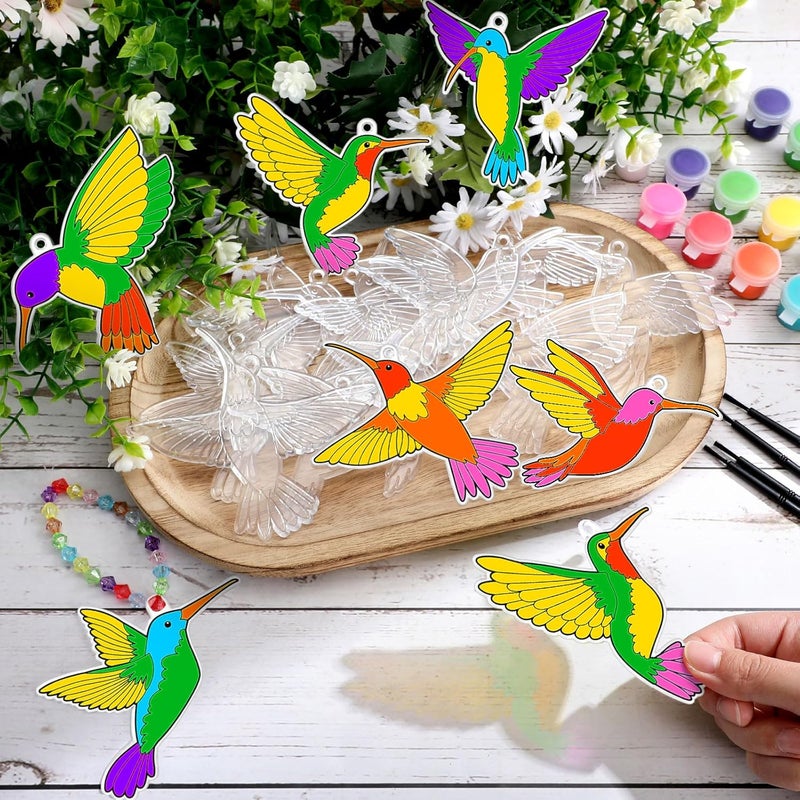 ياومياو Yaomiao 30 Sets Summer Suncatchers Window Art Kits DIY Hummingbird Suncatcher Crafts Bulk Paint Your Own Window Hanging Ornaments for Boys Girls Home Classroom Birthday Party Favors Decor Gifts - Image 2