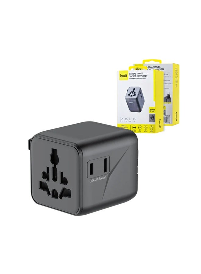 Budi Global Travel Adapter 2500W Universal Socket Converter for 200+ Countries - Image 1