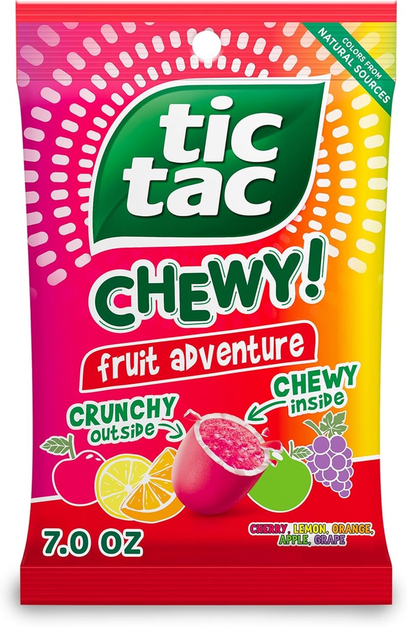 Tic Tac Chewy Fruit Adventure Candy - 7 oz Pack of Crunchy and Chewy Fruit Flavored Gummy Treats - Image 1