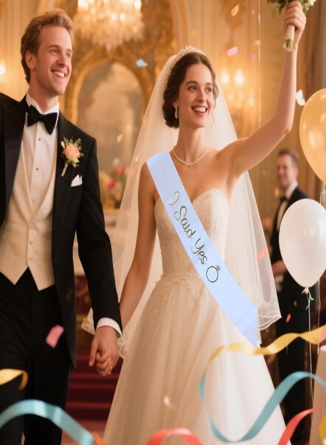 لوويجز وشاح "قلت نعم" من لويجز، وشاح أبيض بحروف ذهبية، وشاح لحفلة توديع العزوبية، وشاح لحفلة ما قبل الزفاف، هدايا وإكسسوارات ومستلزمات حفلات الزفاف، هدايا خطوبة للعروس (أبيض) - Image 4