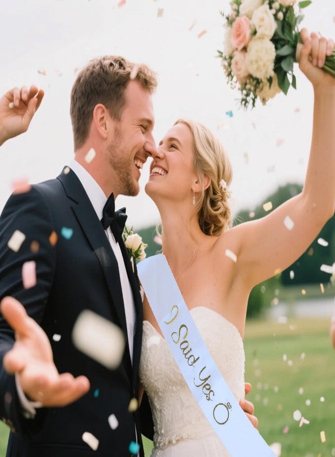 لوويجز وشاح "قلت نعم" من لويجز، وشاح أبيض بحروف ذهبية، وشاح لحفلة توديع العزوبية، وشاح لحفلة ما قبل الزفاف، هدايا وإكسسوارات ومستلزمات حفلات الزفاف، هدايا خطوبة للعروس (أبيض) - Image 3