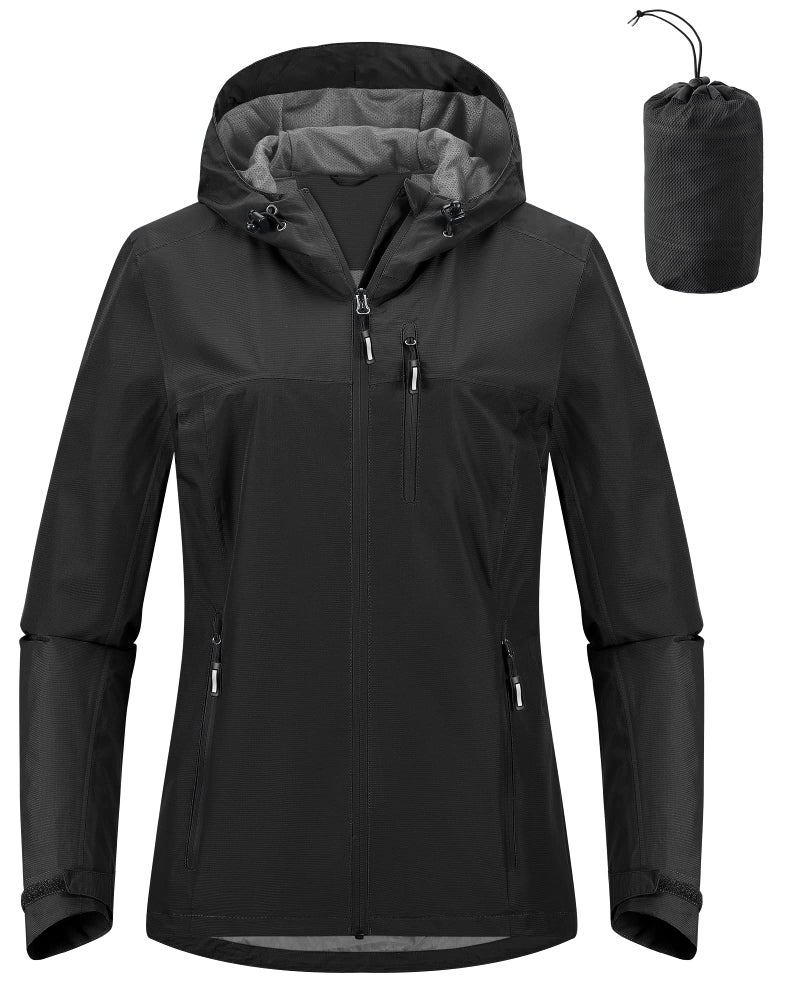 Outdoor Ventures Packable Rain Jacket Women Lightweight Waterproof Raincoat with Hood Cycling Bike Jacket Windbreaker - Image 1
