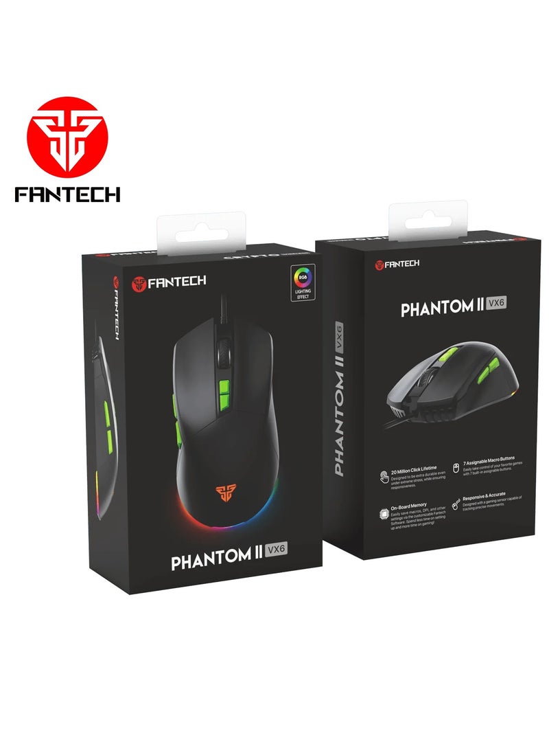 FANTECH - VX6 PHANTOM II  Gaming Mouse - Optical Sensor 7,200 DPI - With Software - Image 1