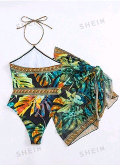 SHEIN Swim Tropical Print Halter One Piece Swimsuit With Beach Skirt,Summer Beach - pzsku/Z60C1565BA61001376200Z/45/_/1726510170/a2ef1f76-1fd9-4392-92ec-78d34088445c