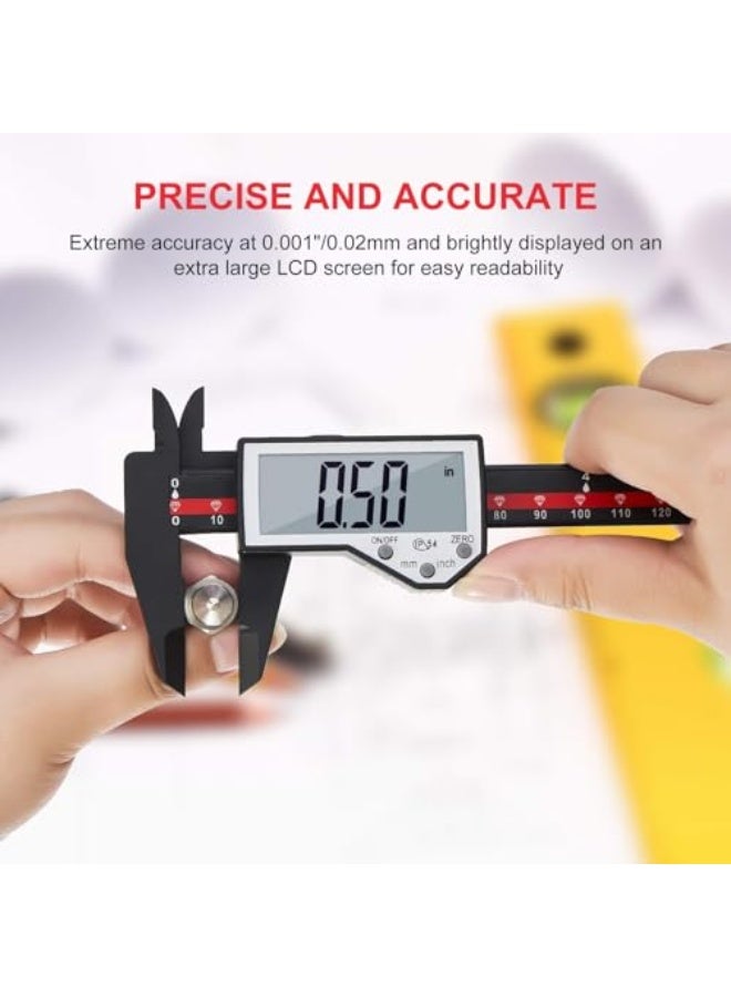 Digital Caliper, 0-6" Electronic Caliper Auto - Off Feature with Large LCD Screen Vernier Caliper Conversion Measuring Tool for Length Depth Inner Outer Diameter Measuring - Image 5
