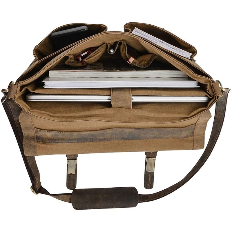 KomalC 16 Inch Leather briefcase Laptop Messenger Bags for Men and Women Best Office Satchel Bag - Image 4