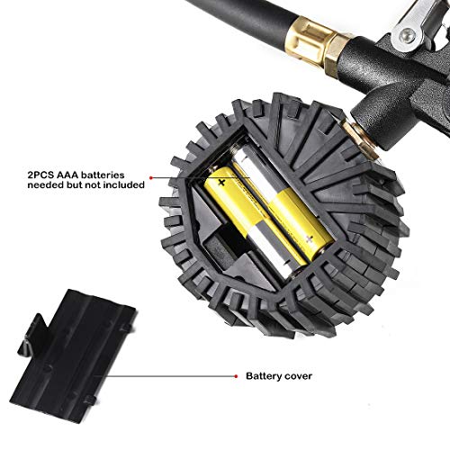 CZC AUTO Digital Tire Inflator Pressure Gauge, LED Display Tyre Deflator Gage with Straight Brass Lock-on Chuck Rubber Hose, Compatible with Air Pump Compressor for Truck Bus RV Car Motorcycle Bike - Image 4