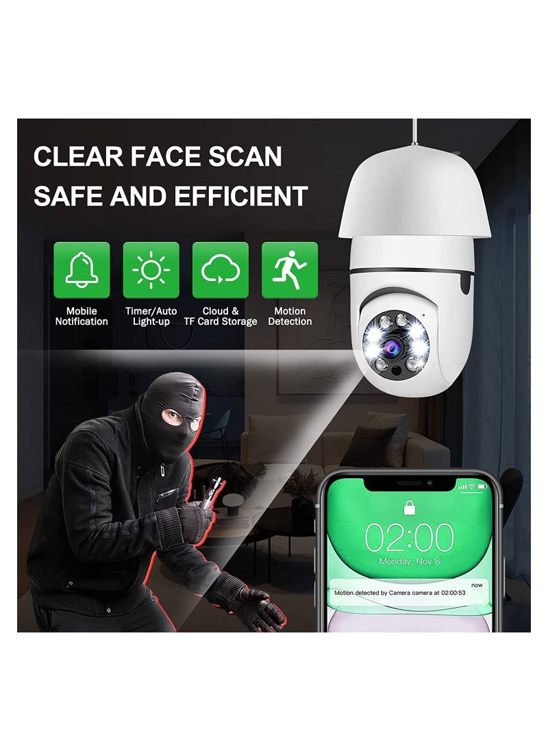 Eworld - 360 Degree Wireless WIFI Light Bulb Security Camera with Motion Detection and Two Way Audio System - Image 1