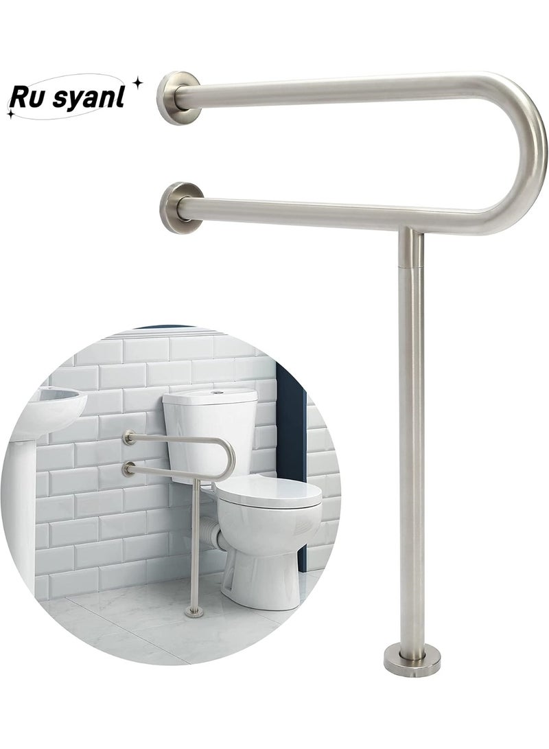 Ru syanl 60cm 304 Stainless Steel Toilet Safety Grab Bar with Support Leg – Non-Slip Bathroom Handrail for Elderly, Disabled & Patients - Image 1