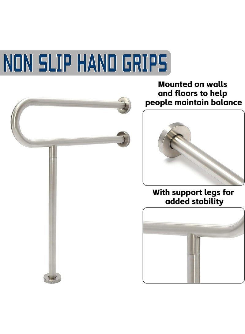 Ru syanl 60cm 304 Stainless Steel Toilet Safety Grab Bar with Support Leg – Non-Slip Bathroom Handrail for Elderly, Disabled & Patients - Image 4