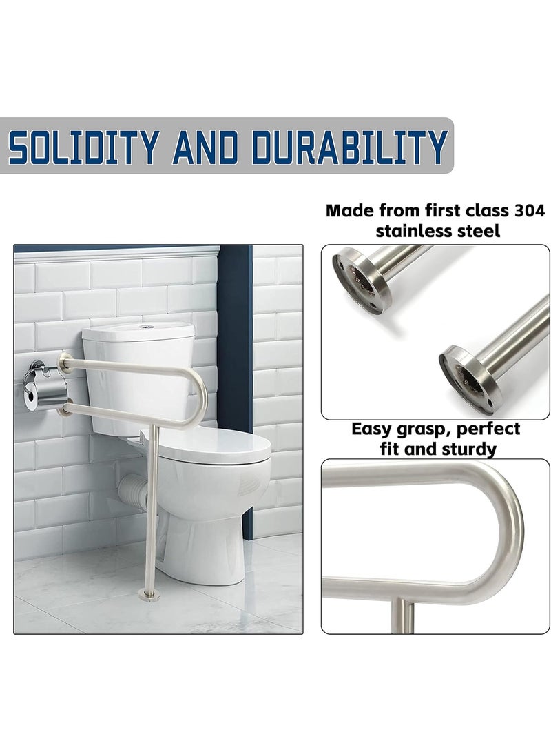 Ru syanl 60cm 304 Stainless Steel Toilet Safety Grab Bar with Support Leg – Non-Slip Bathroom Handrail for Elderly, Disabled & Patients - Image 2