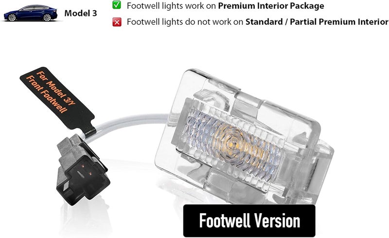 Oznium 4 Pieces Footwell & Trunk Upgrade LED Kit for Tesla Model 3 - Ultra-Bright Replacement Light Bulbs - Image 3