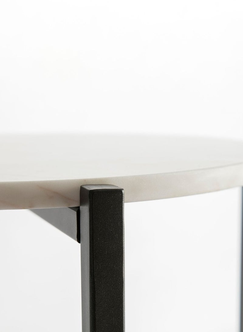 AVA AVA DESIGNZ Marble Round Side Accent  Small End Table for Home Decor for Living Room, Dining Room (White Grey)  - Image 5