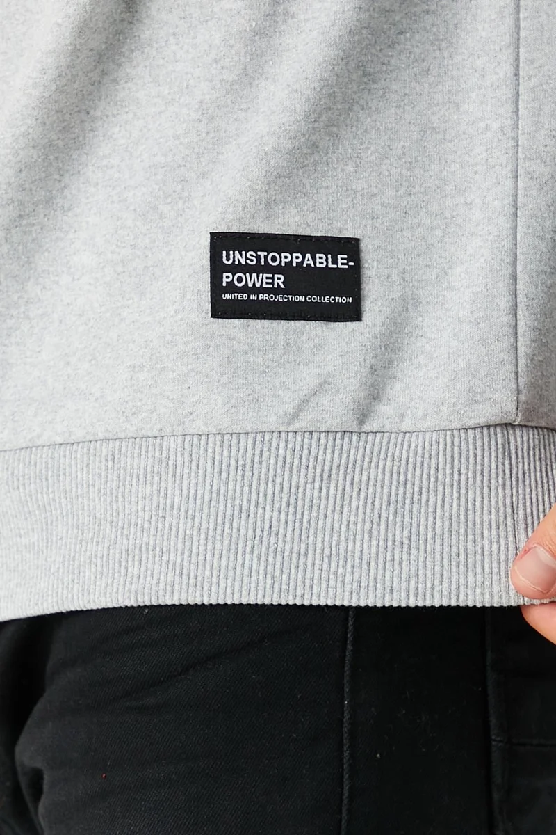 mmetalic Men's Gray Basic Crew Neck Sweatshirt