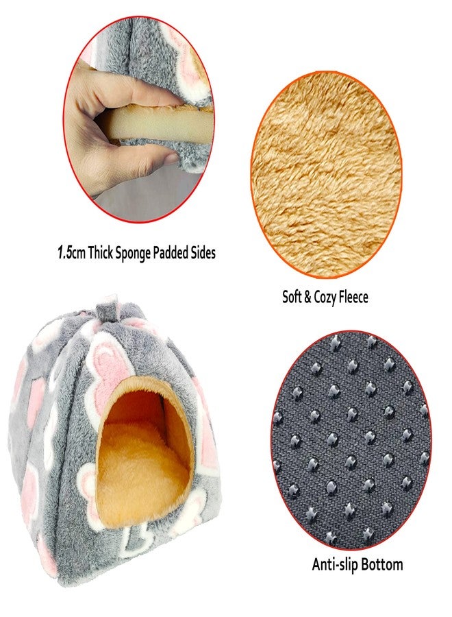 GINIDEAR Guinea Pig Bed, Guinea Pig Hideout House Accessories Warm Bed for Small Animals Hamsters Chinchillas Dwarf Bunnies Hedgehogs. M, Greyheart - Image 2