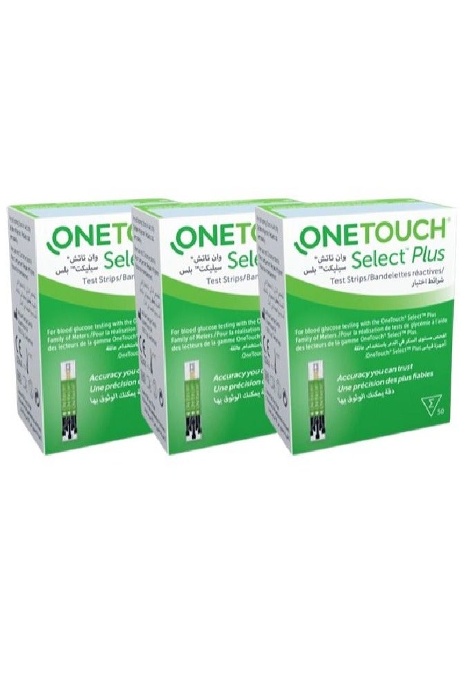 ون تاتش Select Plus Blood Glucose Test Set - 3 Packs In 50 Strips 