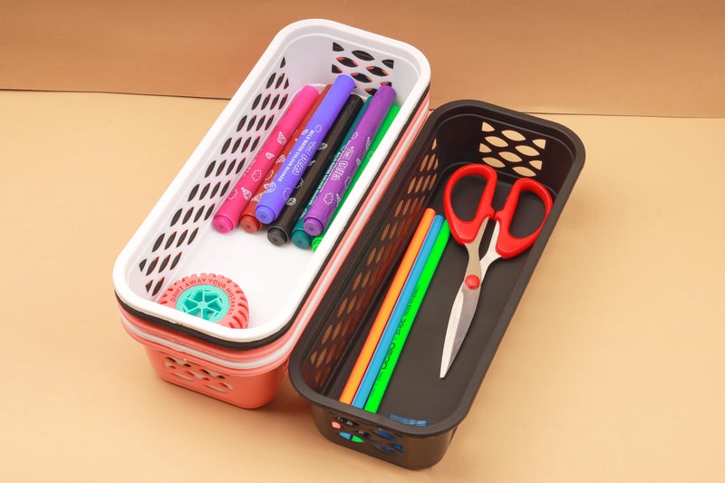 DarkShri Multipurpose Desk Organizer Tray Office Drawer Dividers Storage Bins for Kitchen, Bathroom, Office, Makeup, Bedroom Dresser, Craft Basket Rack Multicolour Pack Of 6 (23×8×5 cm) (5544) - Image 2