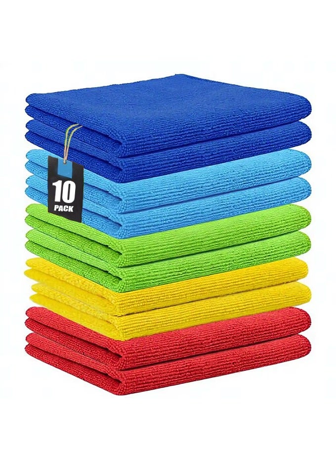 SAKOON Pack of 10 Microfiber Reusable Cleaning Towel Cloth and Washable Rags Kitchen Household Cleaning Towels for Dishes, Glass, Counters Multi-Color ll-Purpose Cleaning Towels (30 x 30cm) - Image 1