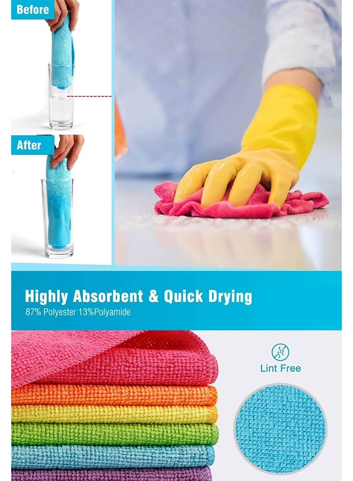 SAKOON Pack of 10 Microfiber Reusable Cleaning Towel Cloth and Washable Rags Kitchen Household Cleaning Towels for Dishes, Glass, Counters Multi-Color ll-Purpose Cleaning Towels (30 x 30cm) - Image 2