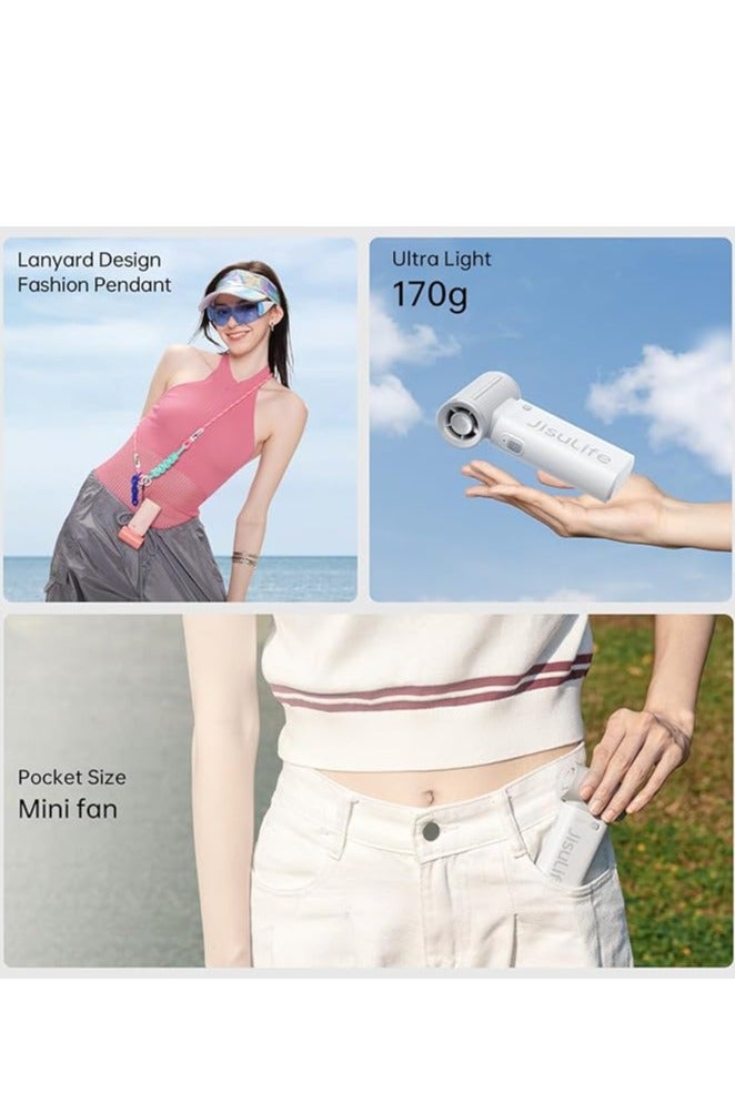 JISULIFE JISULIFE Portable Handheld Fan, Mini USB Rechargeable [18H Max Cooling Time], 5000mAh Small Battery Personal Makeup/Eyelash Fan, Pocket Fan with 5 Speeds for Women Men Travel Camping Outdoor Grey - Image 5
