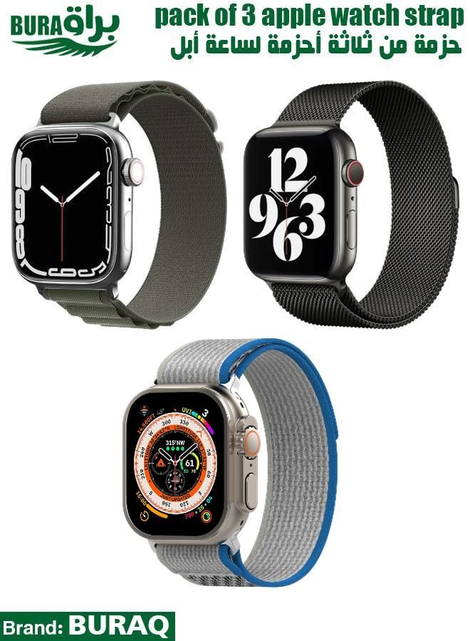 BURAQ Apple Watch Band Strap For Apple Watch Ultra 2/Ultra 49mm, Series 10 46mm, 9/8/7 45mm, SE2/SE/6/5/4 44mm, 3/2/1 42mm