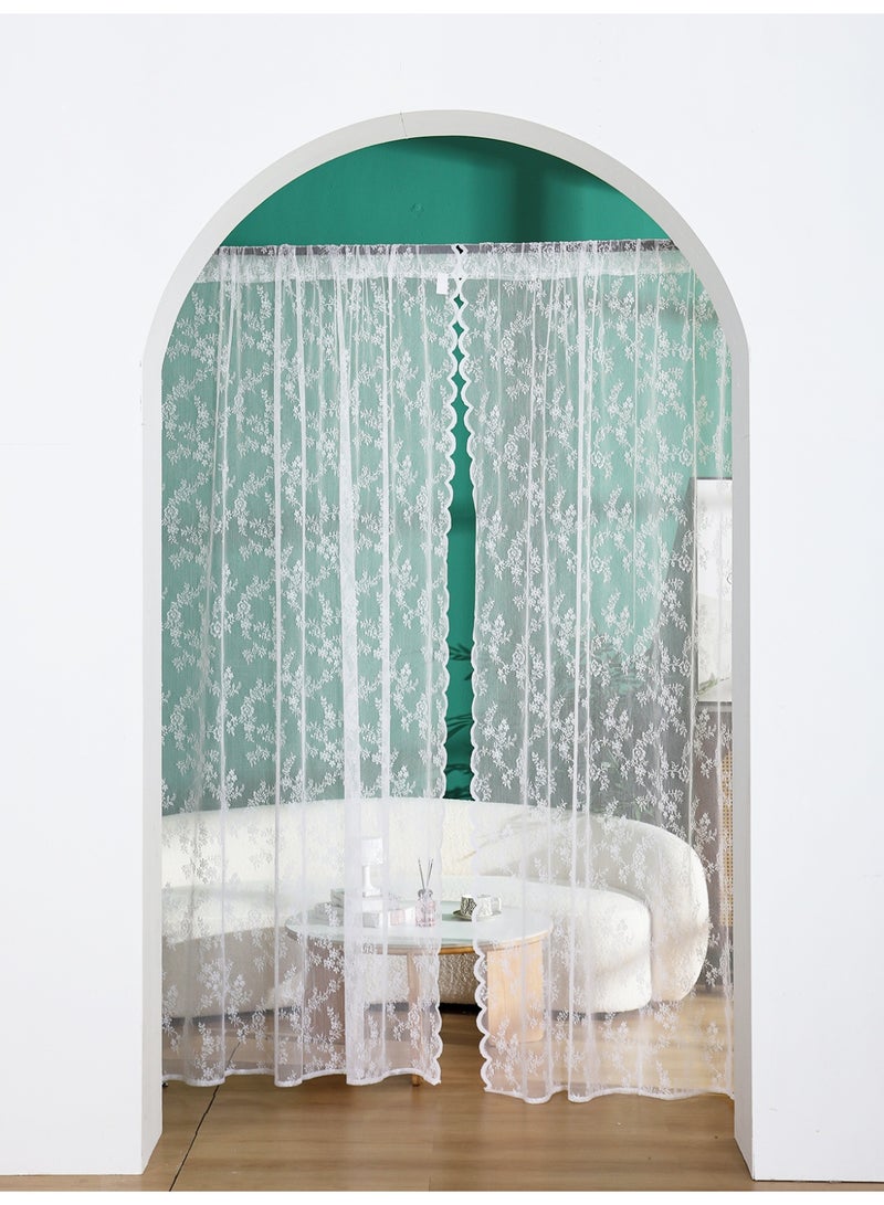 2 لوحات أبيض الجيب الدانتل ستائر شير الأميرة الستائر، عرض 150 سم، طول 160 سم، نصف شير ستائر فويل ستائر الريف بيت ستائر الشاز، التنفس جاكارد نسيج نوافذ ستائر أبيض لغرفة المعيشة غرفة النوم ديكور - Image 2