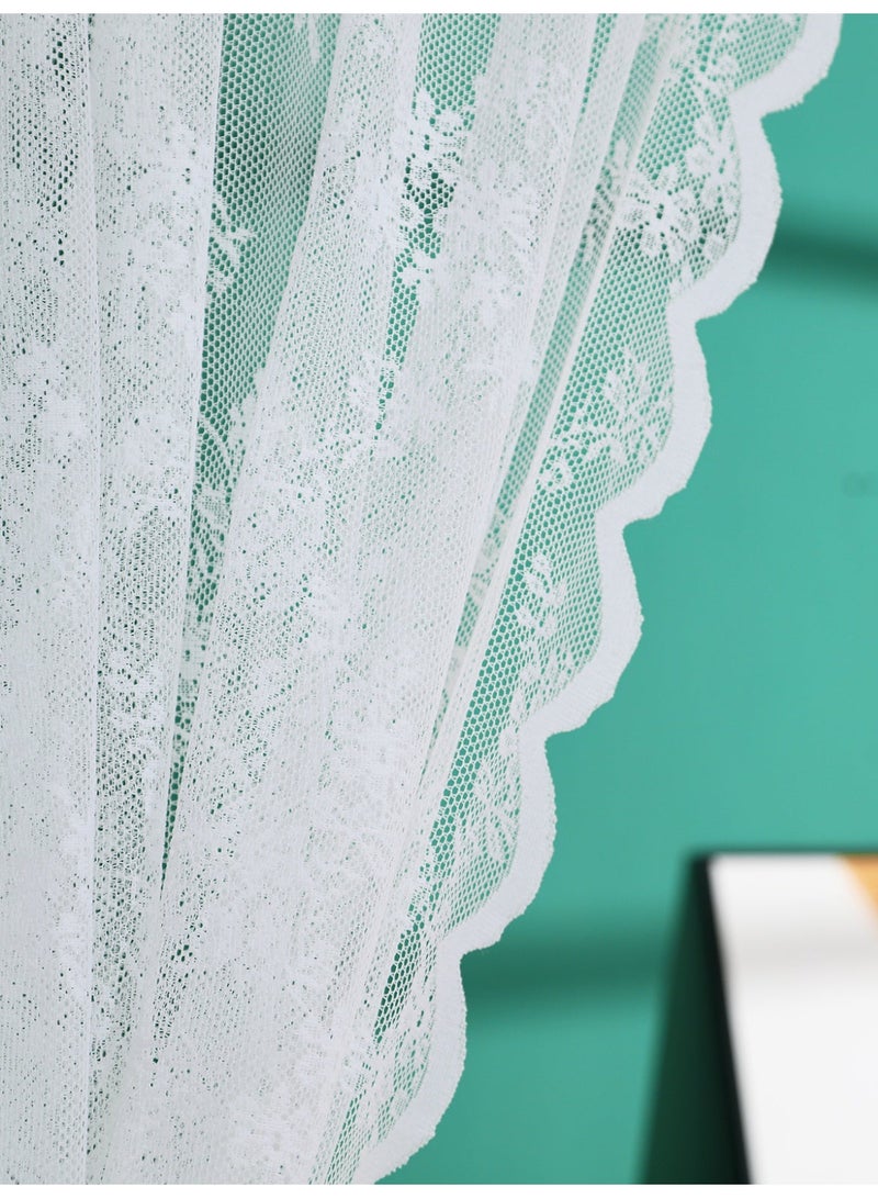 2 لوحات أبيض الجيب الدانتل ستائر شير الأميرة الستائر، عرض 150 سم، طول 160 سم، نصف شير ستائر فويل ستائر الريف بيت ستائر الشاز، التنفس جاكارد نسيج نوافذ ستائر أبيض لغرفة المعيشة غرفة النوم ديكور - Image 5