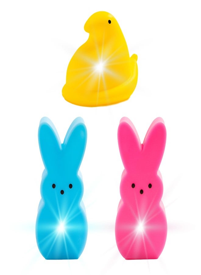 Cool Things Corp Peeps Light Up Easter Bathroom Toys for Kids, 3 Pack Bunny and Chick LED Night Bath Toys, Glowing Waterproof Novelty Toy Set for Easter Baskets, Party Favors - Image 1