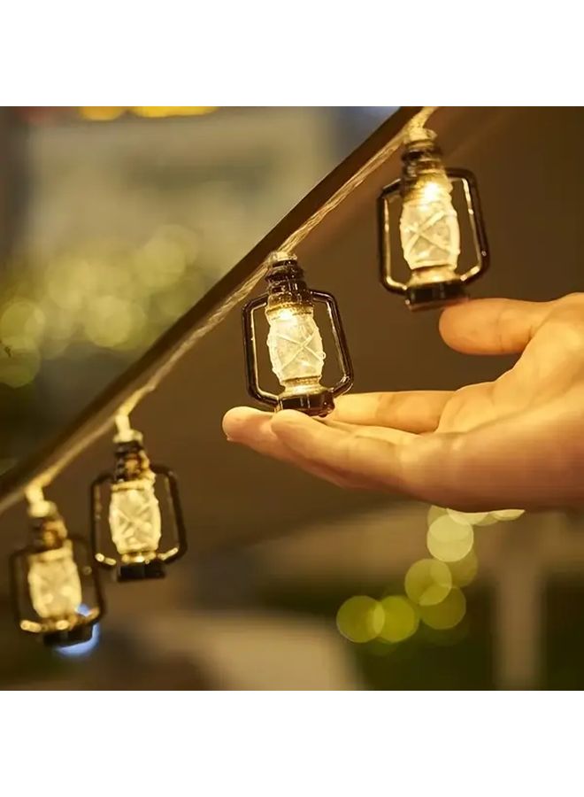 Warm Light Black Mini Kerosene String Lights 10 LED Vintage Fairy Decorative Strip - Image 4