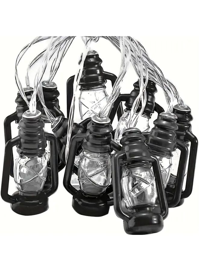 Warm Light Black Mini Kerosene String Lights 10 LED Vintage Fairy Decorative Strip - Image 5