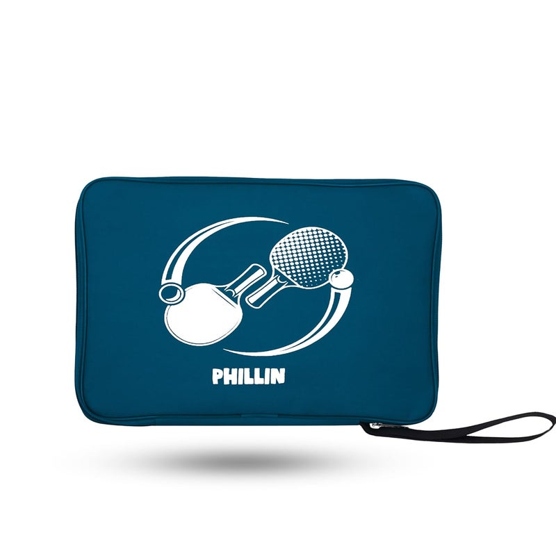 PHILLIN PHLLIN Table Tennis Racket Cover with Zipper Closure TT Bag Soft Feel Portable Waterproof Bat Carrier Ping Pong Paddle Case - Navy Blue - Image 1