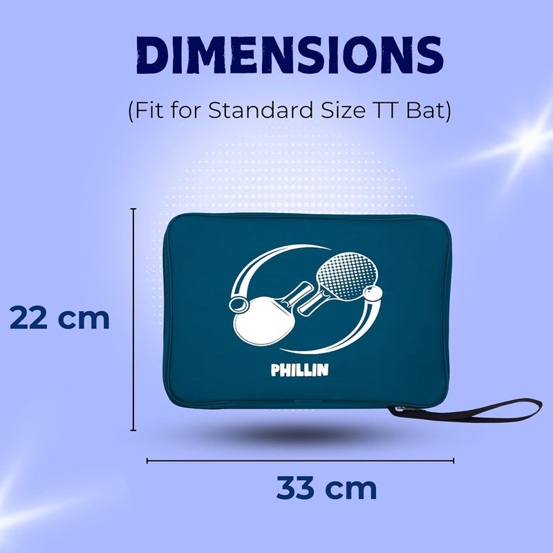 PHILLIN PHLLIN Table Tennis Racket Cover with Zipper Closure TT Bag Soft Feel Portable Waterproof Bat Carrier Ping Pong Paddle Case - Navy Blue - Image 5