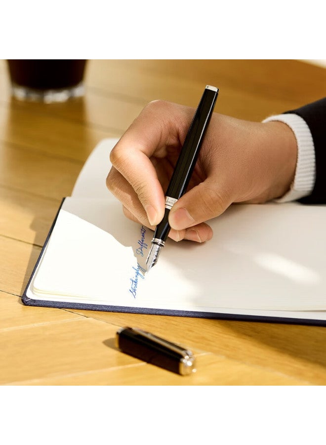 وترمان Waterman (waterman) هدية التخرج قلم حبر فاخر راقٍ قلم توقيع Expert Deluxe أسود وأبيض مشبك حبر + صندوق هدية الحبر - Image 1