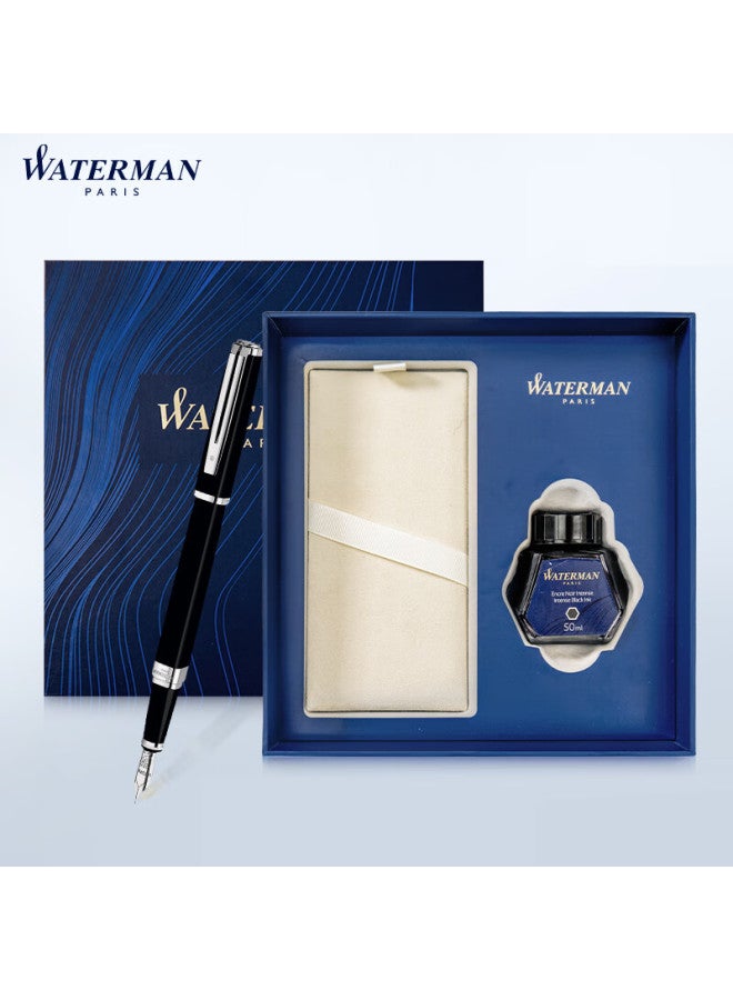 وترمان Waterman (waterman) هدية التخرج قلم حبر فاخر راقٍ قلم توقيع Expert Deluxe أسود وأبيض مشبك حبر + صندوق هدية الحبر - Image 3